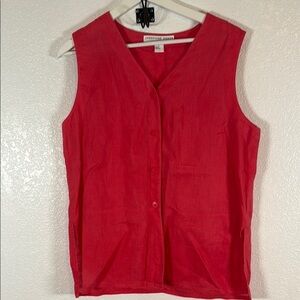 Josephine Chaus Pink Linen Short & Blouse Set Size Large Petite